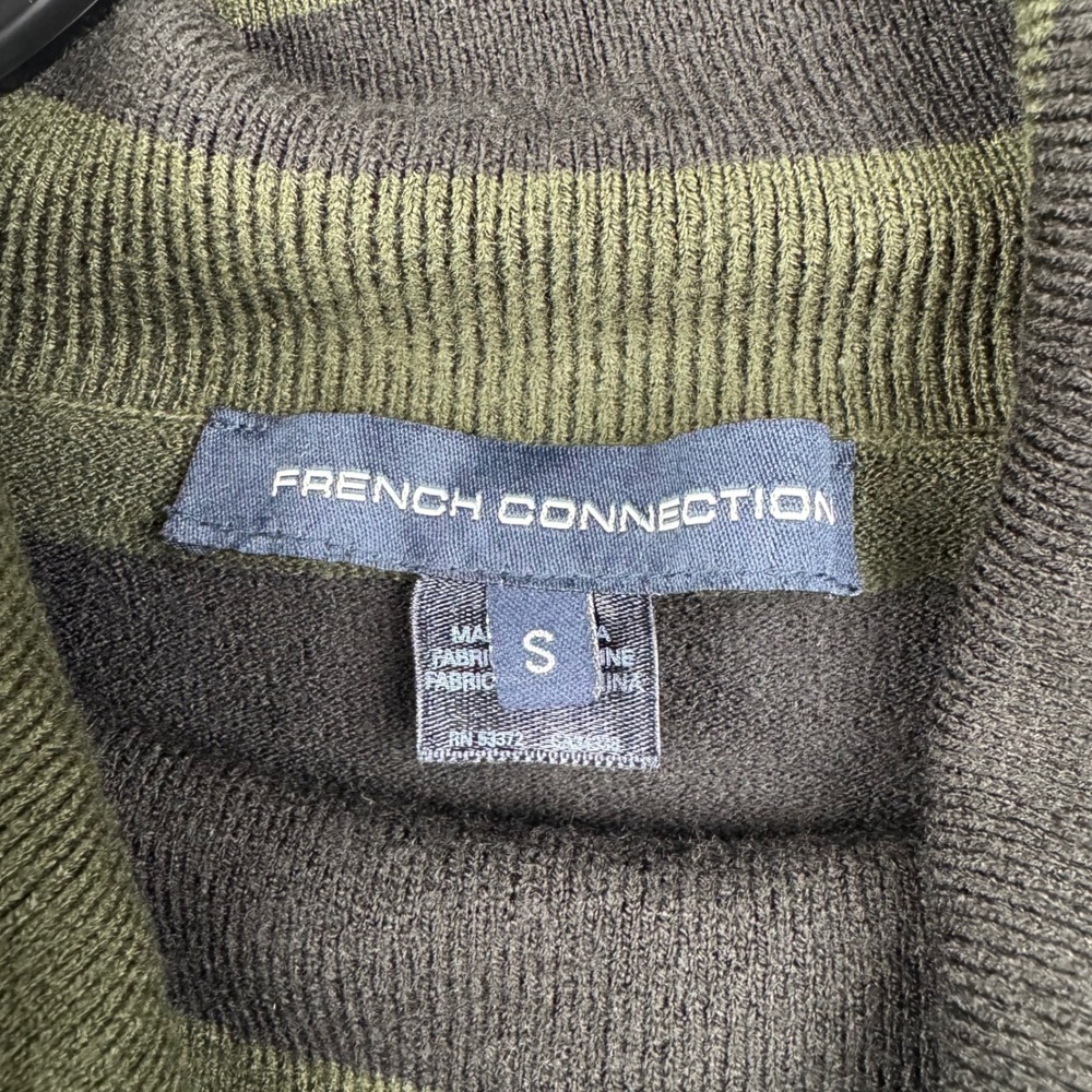 French Connection Striped Cowl Neck Long Sleeve‎ Sweater Size S Green Black Knit - Picture 3 of 8